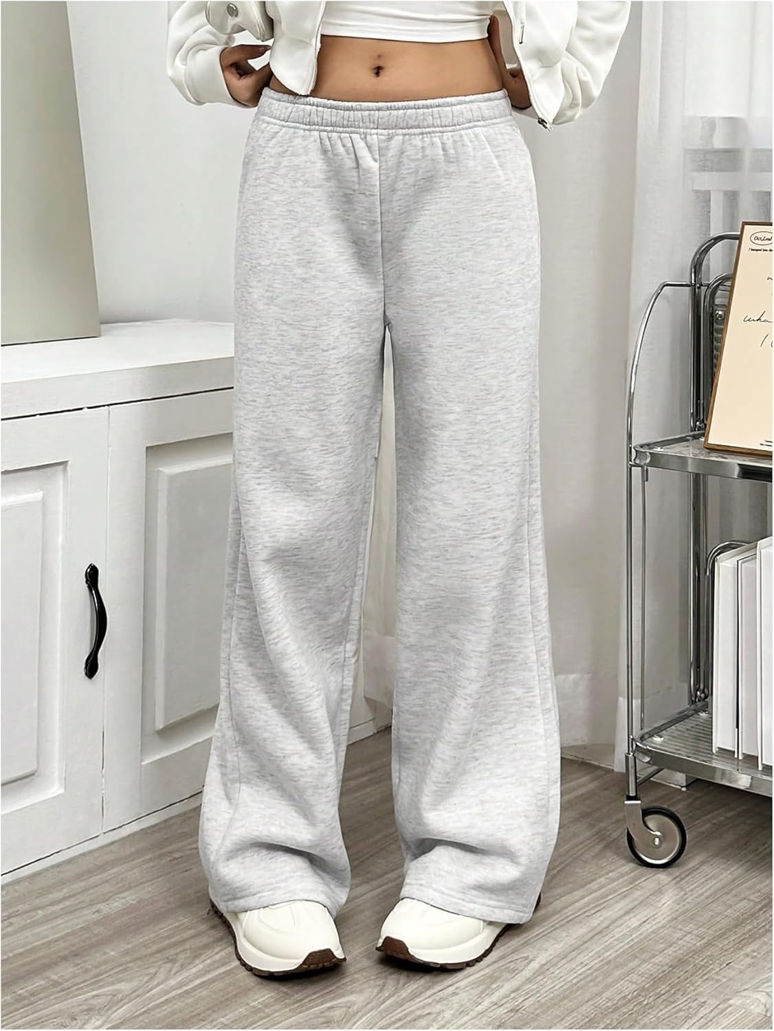 RoseSeek Wide Leg Thermal Joggers for Girls
