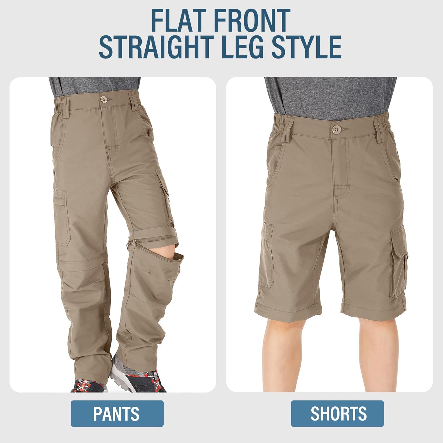 Boys Quick Dry Cargo Pants Hiking Waterproof Outdoor Camping Fishing Scout