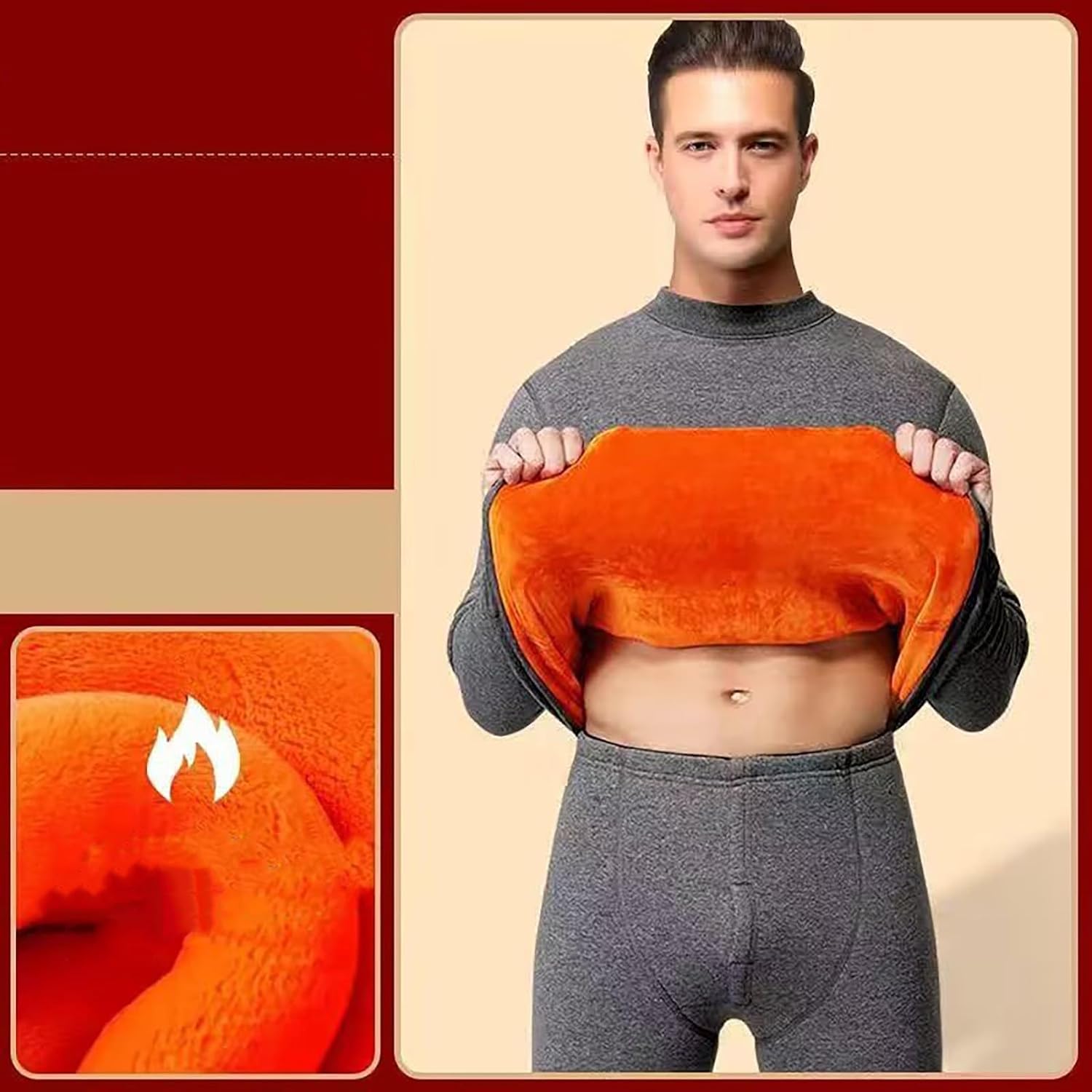 Mens Thermal Long Sleeve brush Pants for Hunting Underwear