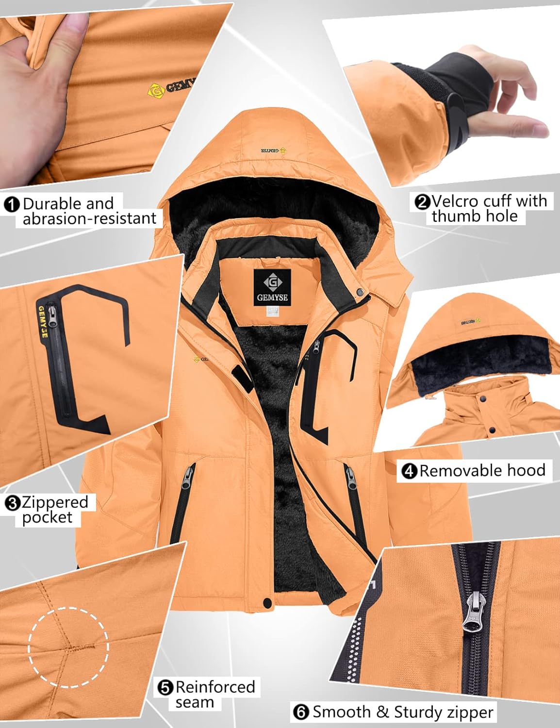GEMYSE Girls Waterproof Ski Jacket with Hood