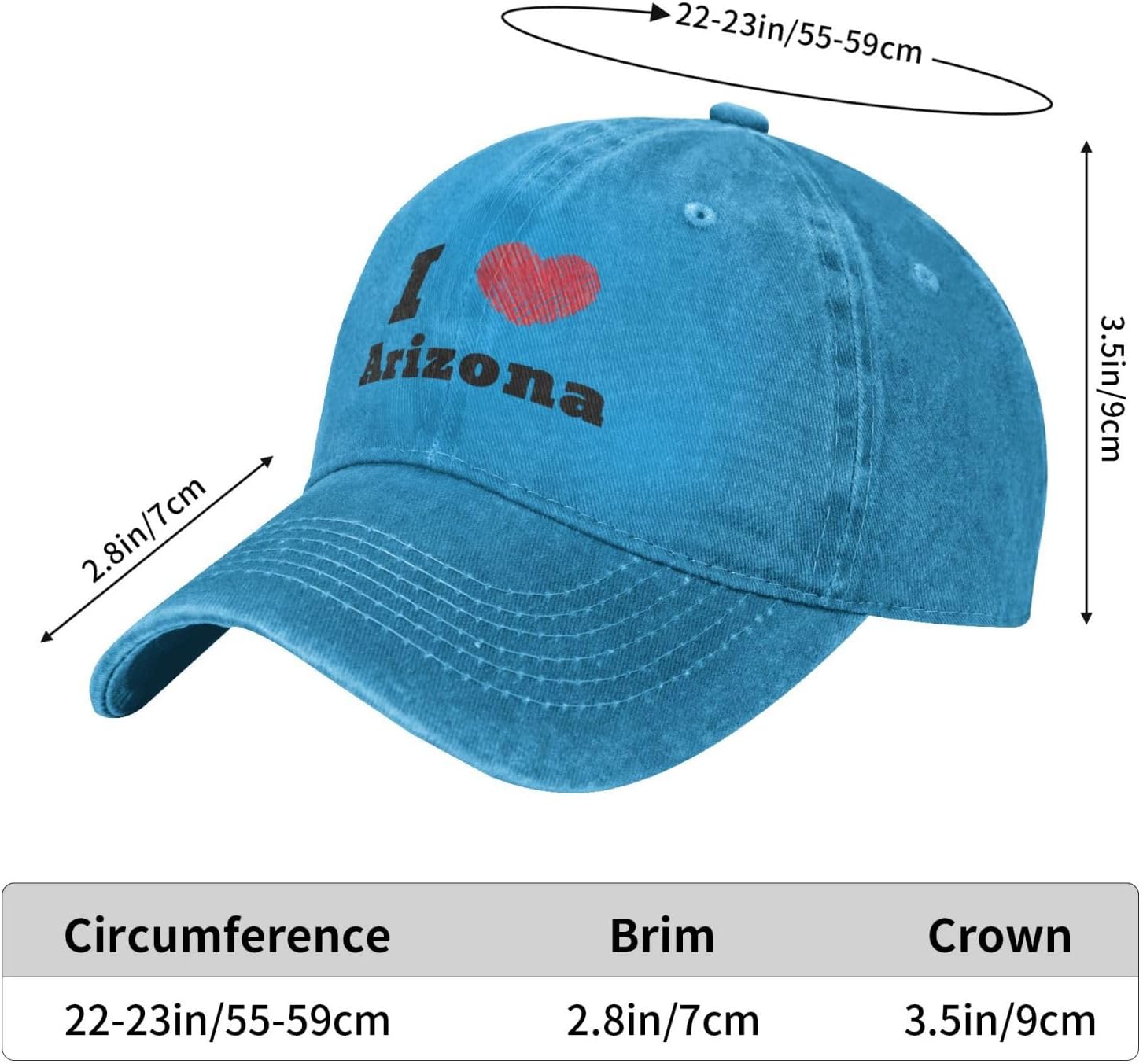 I Love Arizona Baseball Cap Sun Hat Dad Hat