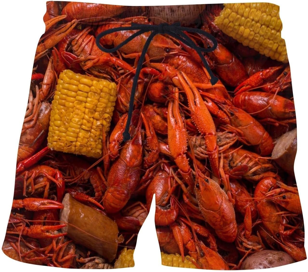 Plus Size Crawfish Print Beach Shorts mens quick dry