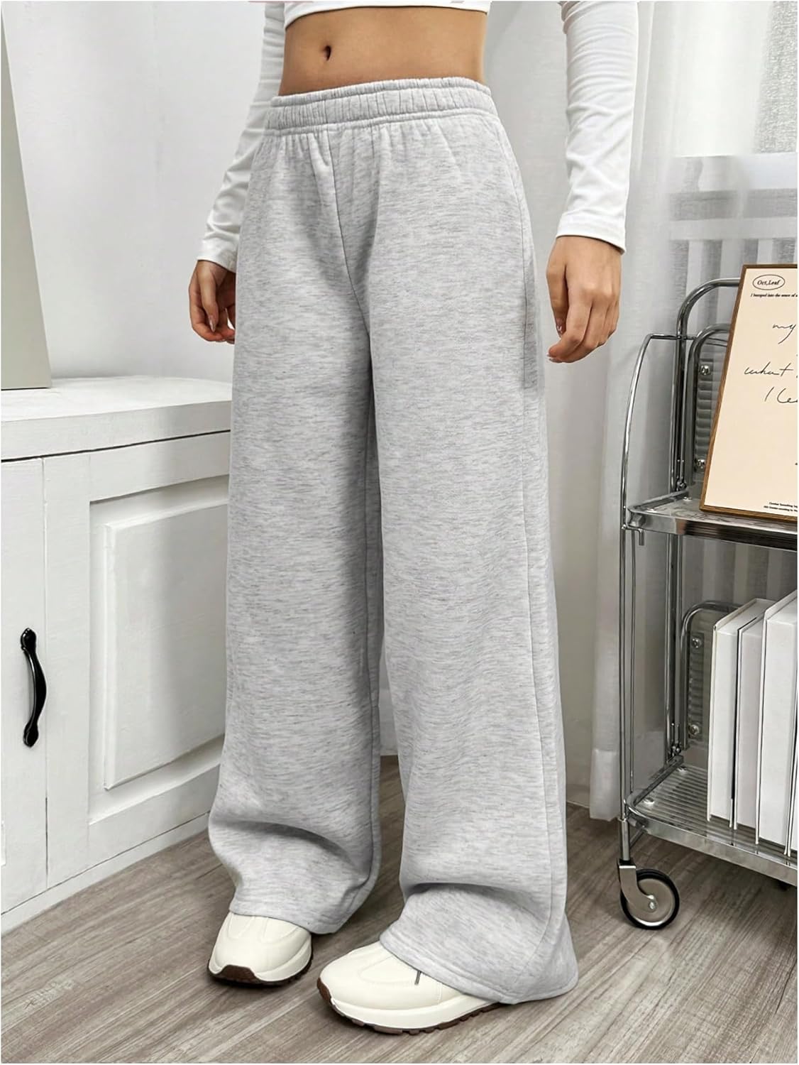 RoseSeek Wide Leg Thermal Joggers for Girls