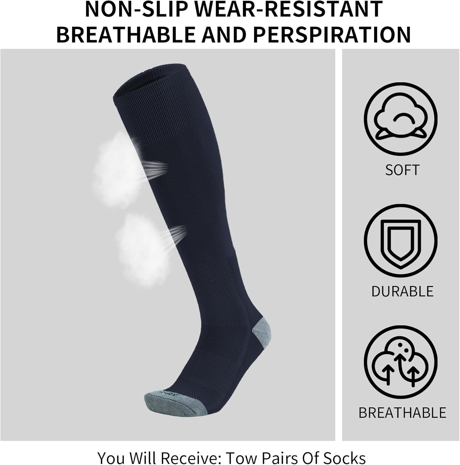 QBK Toddler Baseball Socks - Long-Lasting Comfortable