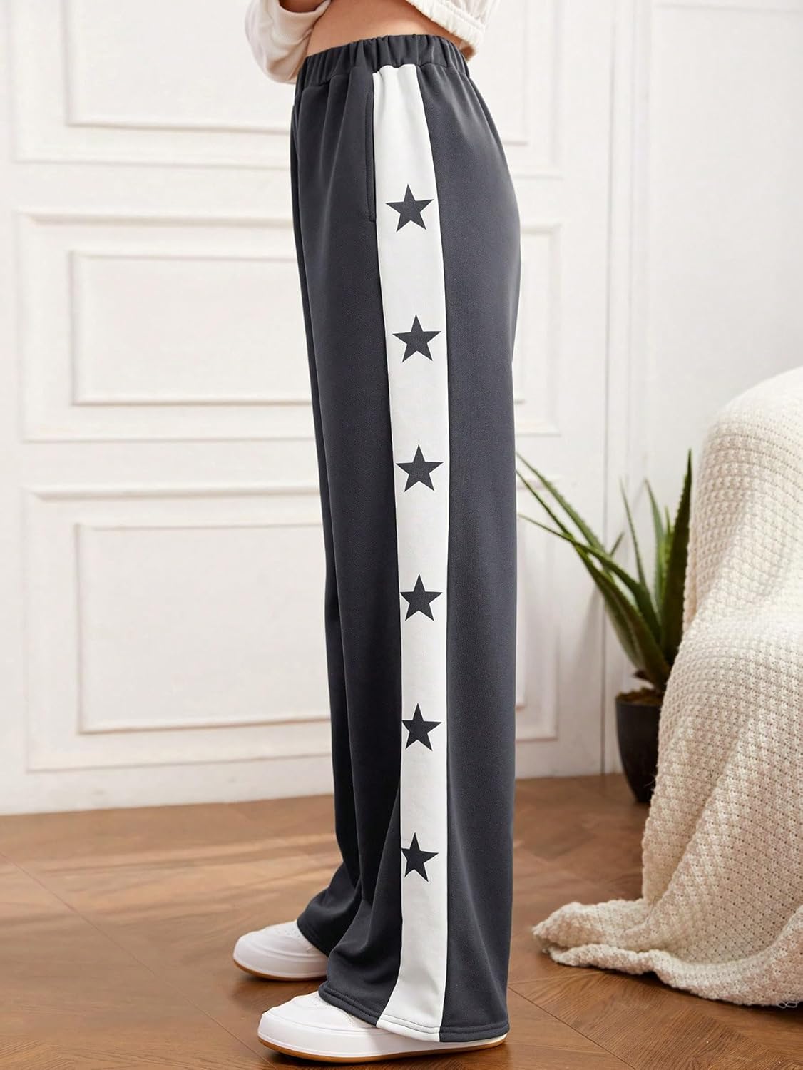 CozyEase Star Print Wide Leg Joggers