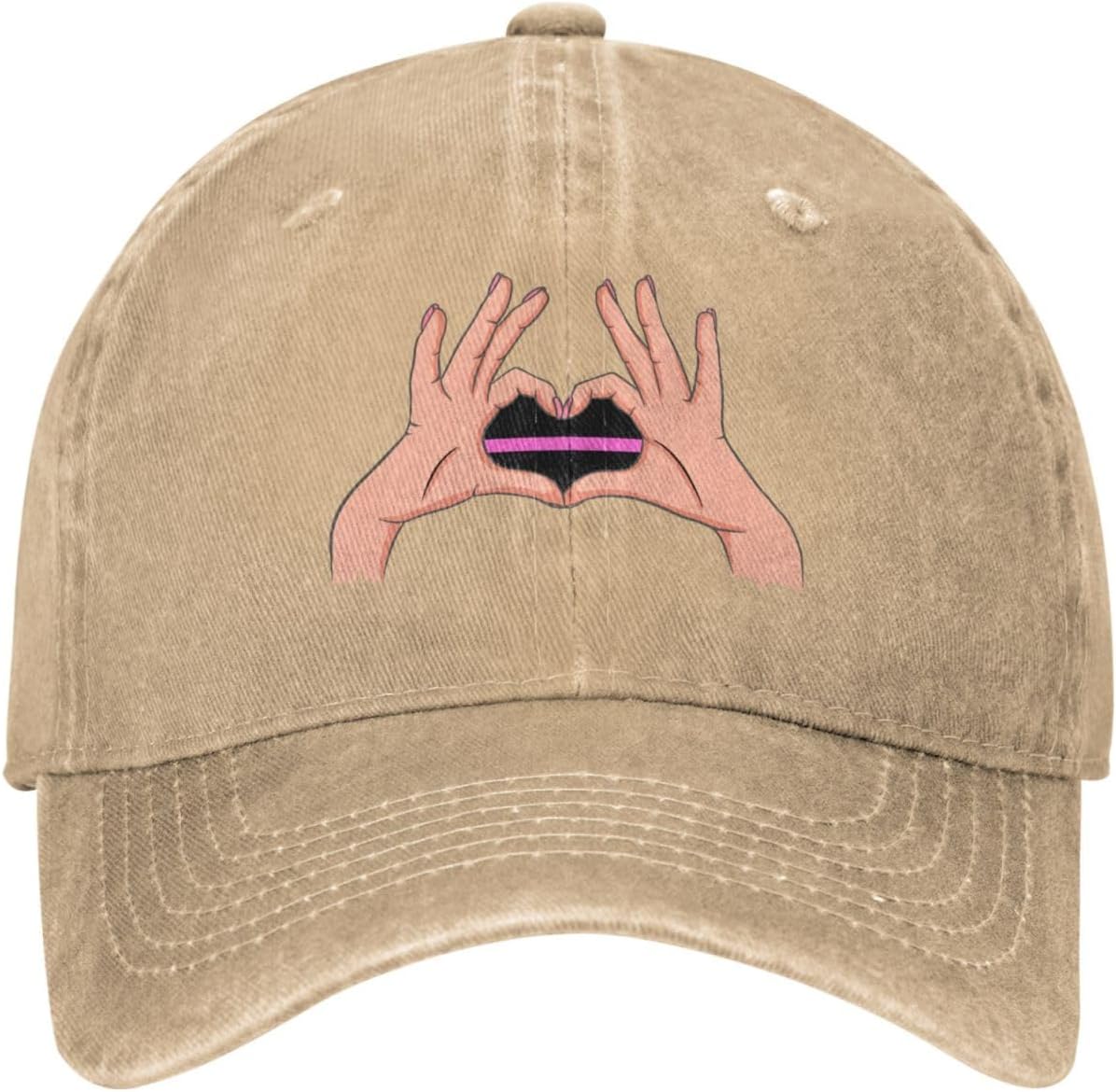 Holding A Heart Pink Line Flag Baseball Cap