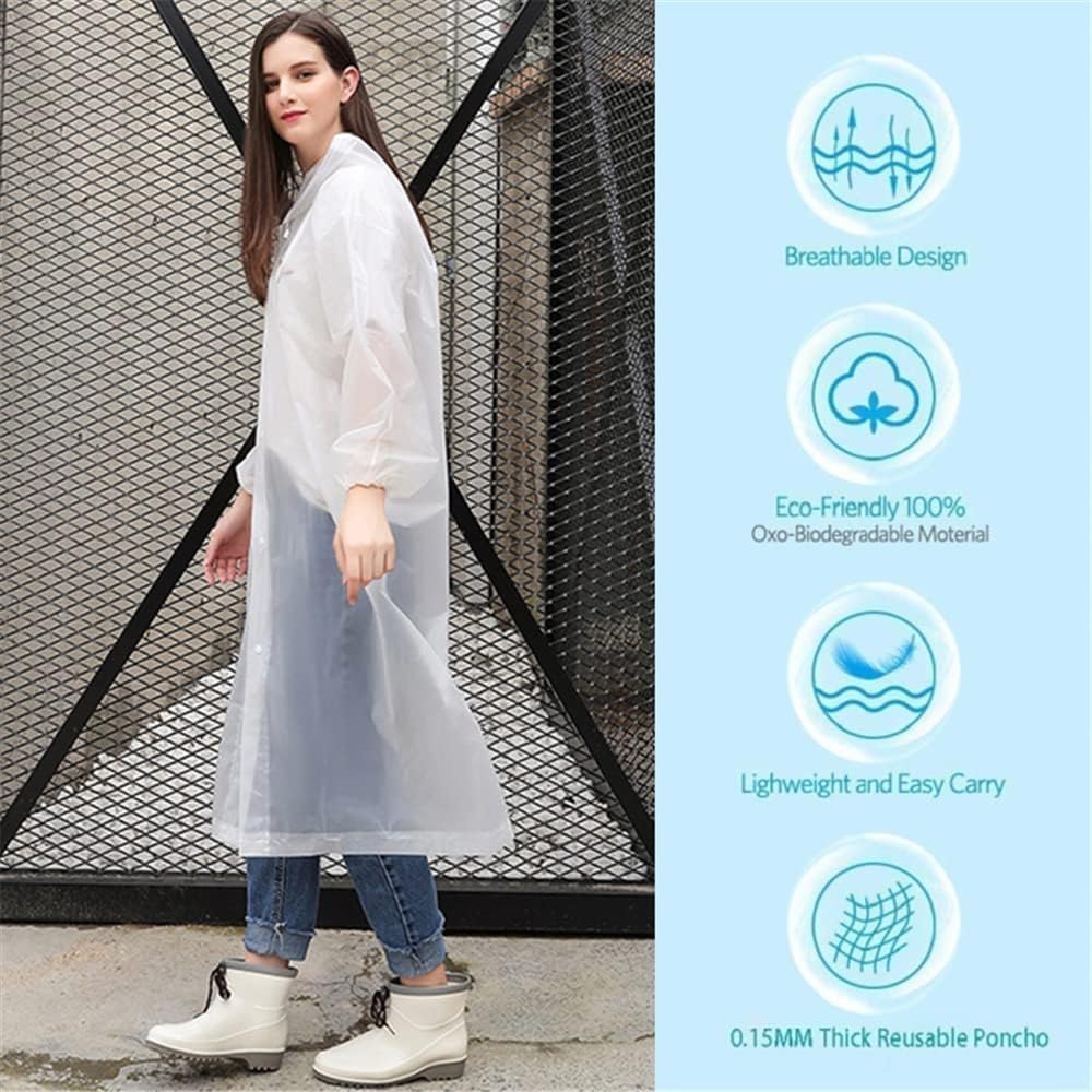 Reusable premium EVA rain ponchos for adults 5-pack