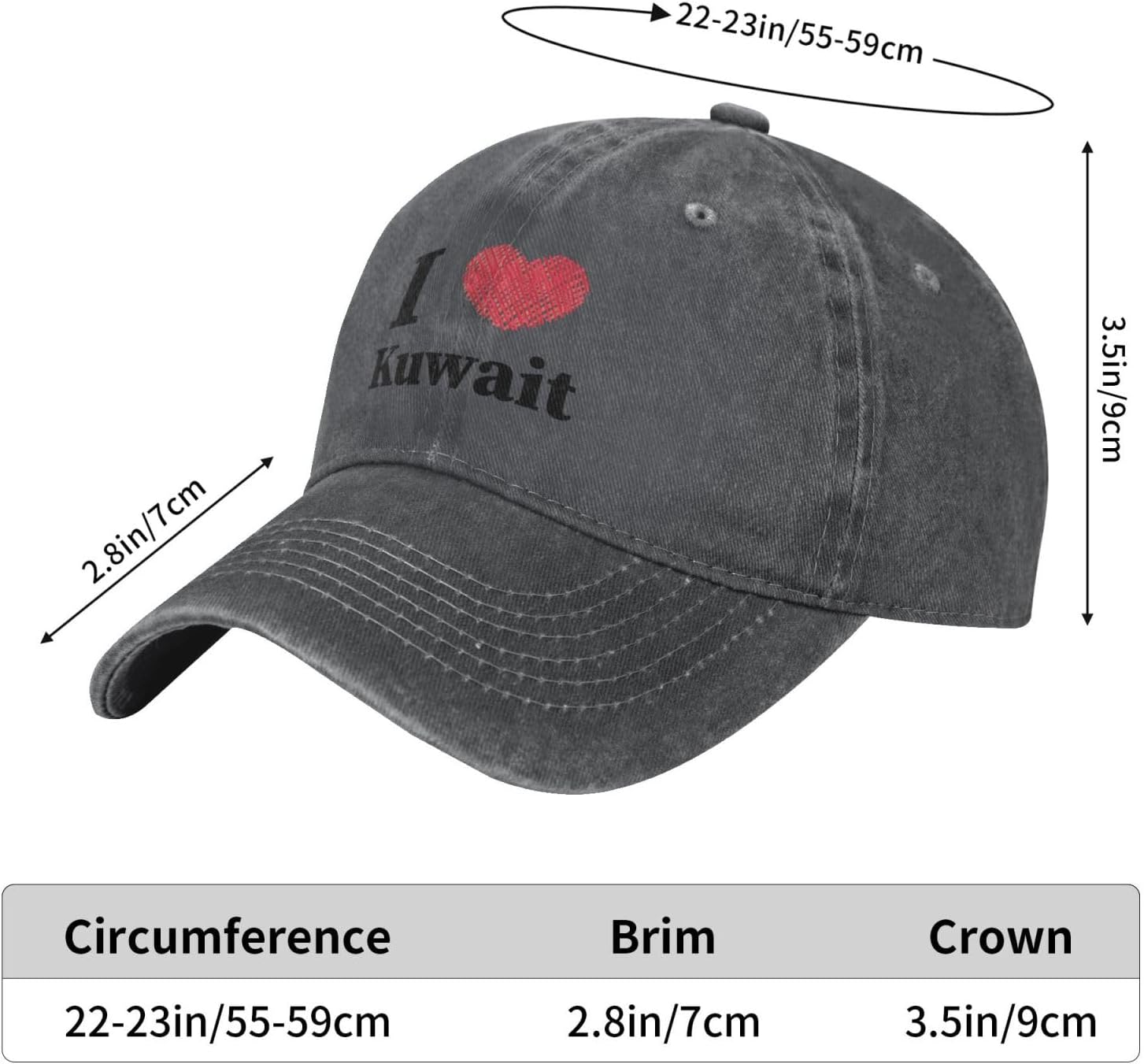 RTATBY I Love Kuwait Baseball Cap