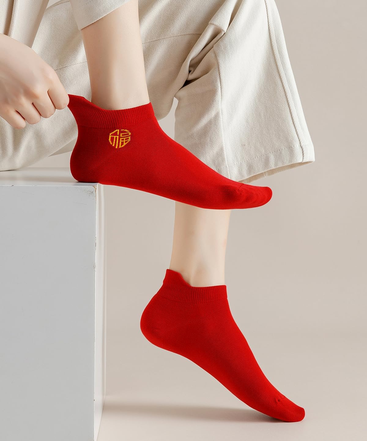 Vivid Red Ankle Calf Socks for Men Extra Soft Comfortable Durable
