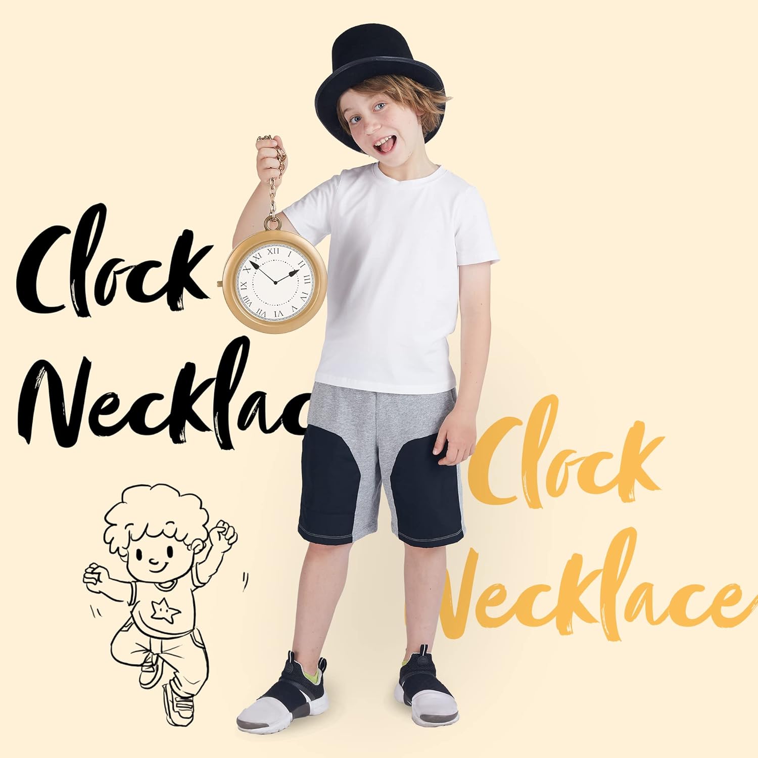 Spooktacular Gold Clock Necklace Halloween Party Decorations