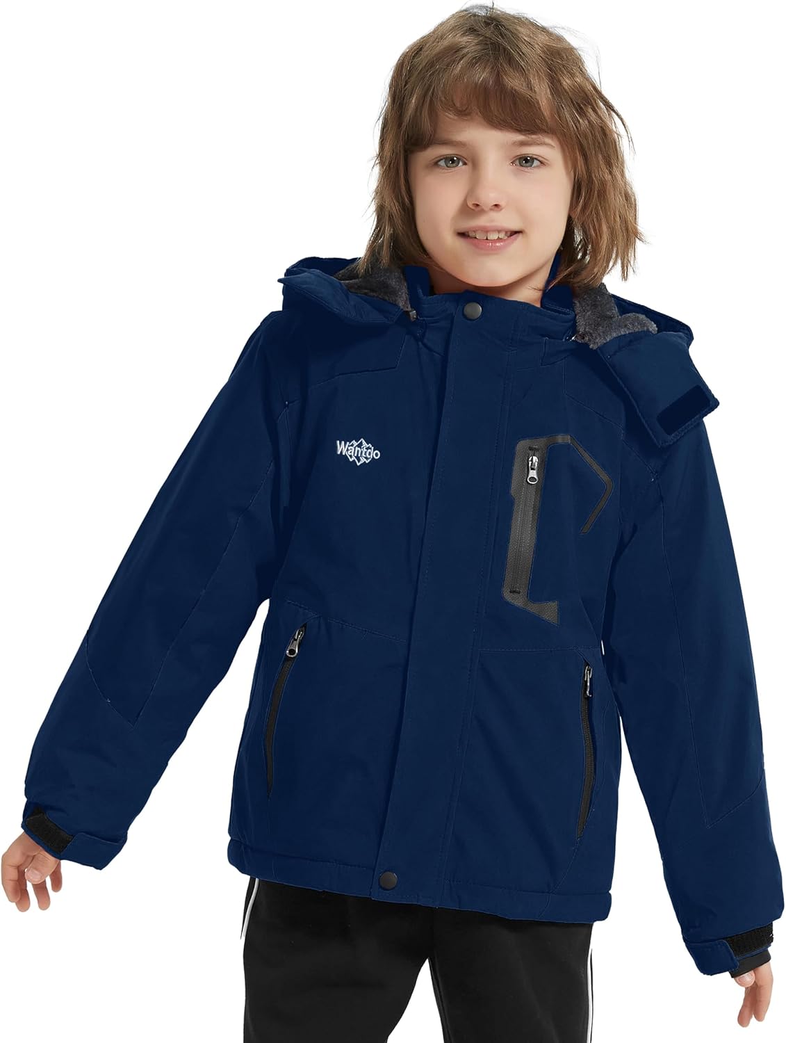 Wantdo Boys Waterproof Ski Jacket - Fleece Layer Windproof and Warm