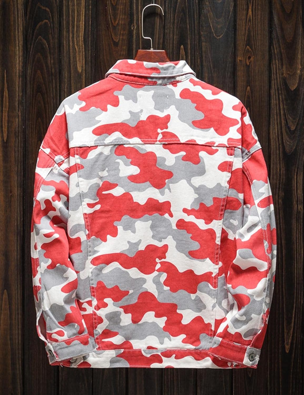 DSDZ Mens Military Camo Check-Strip Denim Jacket