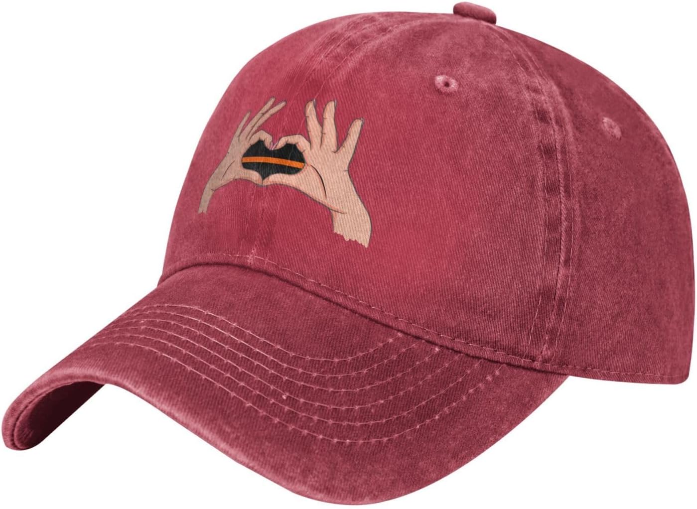 RTATBY HOLDING A HEART THIN ORANGE LINE Flag Baseball Cap
