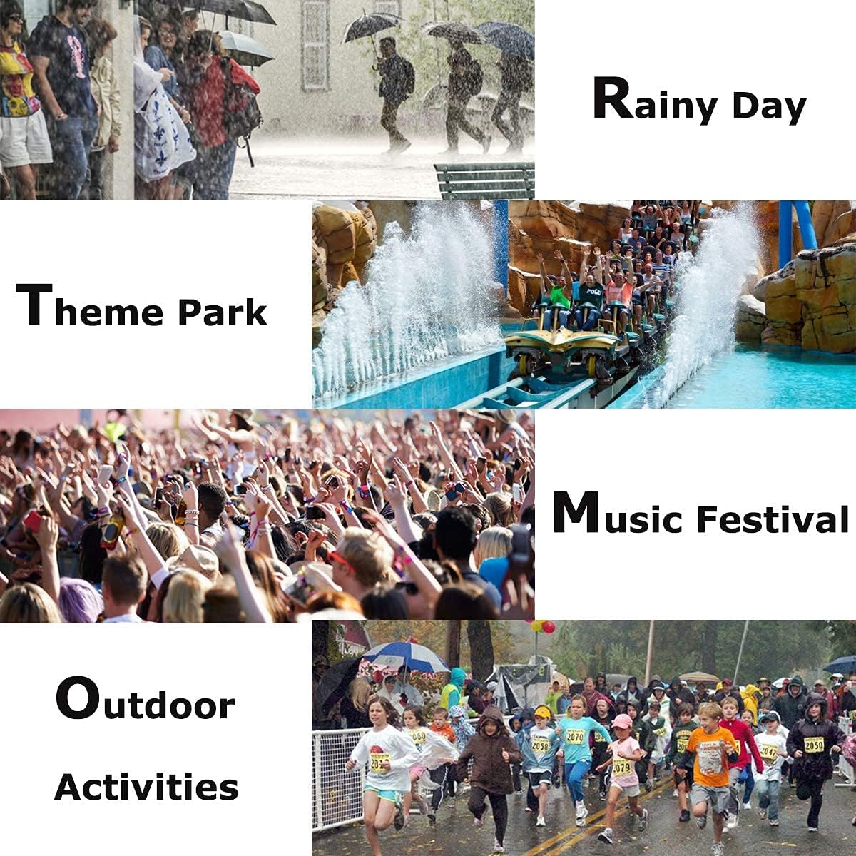 Reusable premium EVA rain ponchos for adults 5-pack