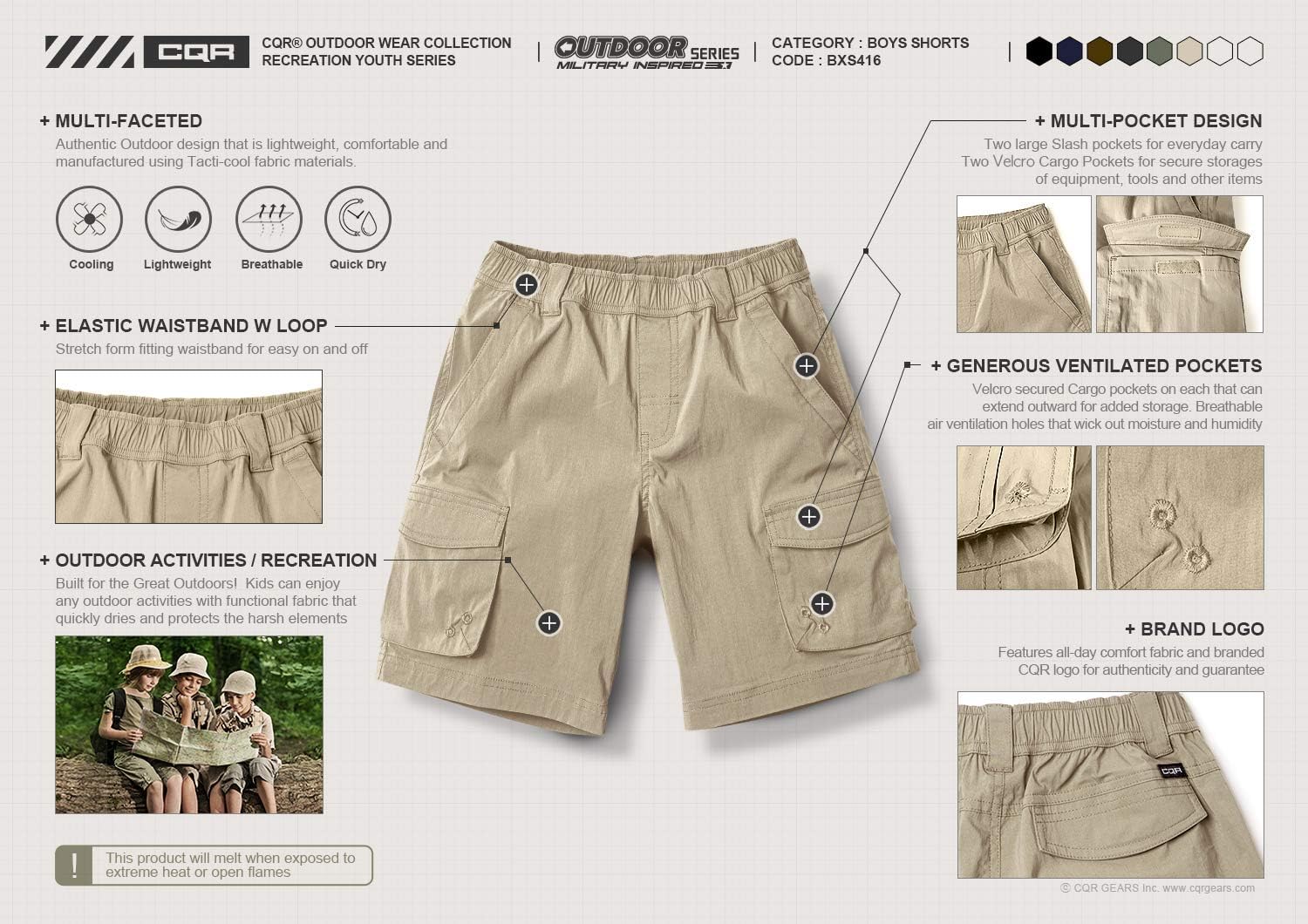 CQR Kids Cargo Shorts