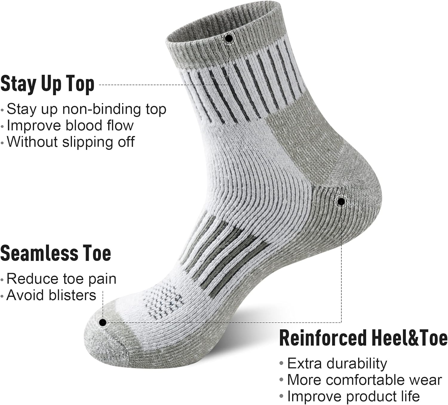 ECOEY Mens Merino wool Hiking Socks Cushioned