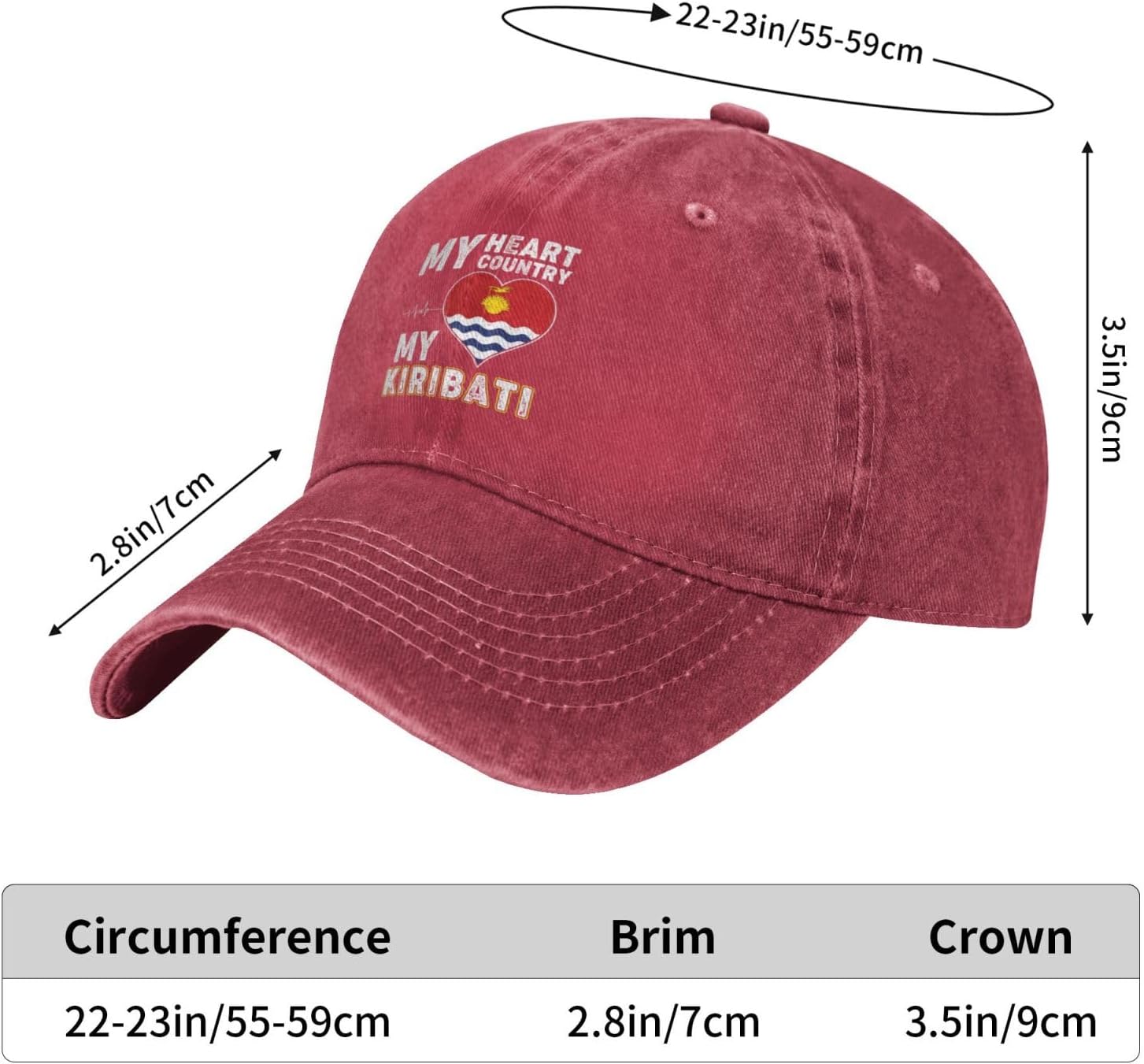My Heart My Country My Kiribati Baseball Cap Women Men Sun Hat