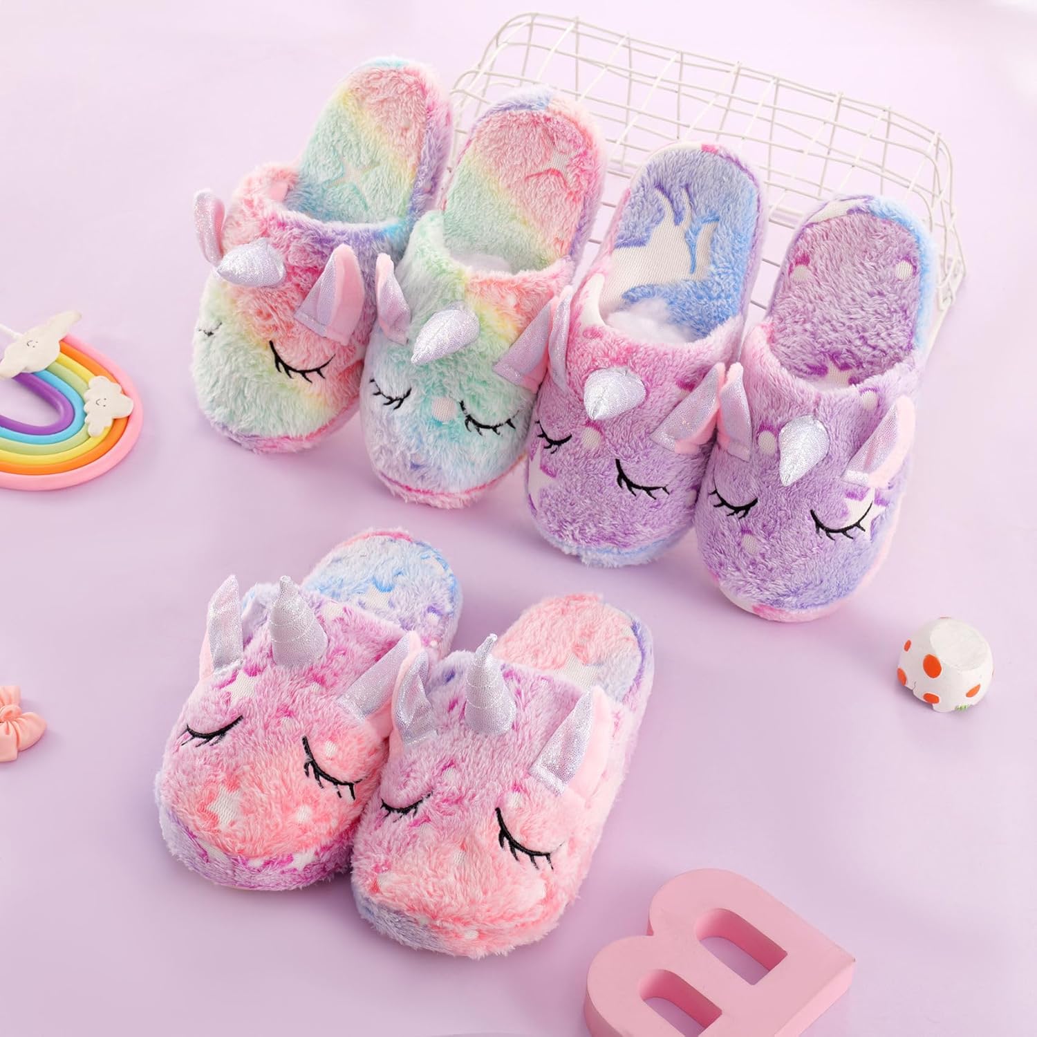 Adorable Unicorn Slippers for Kids Warm Fuzzy