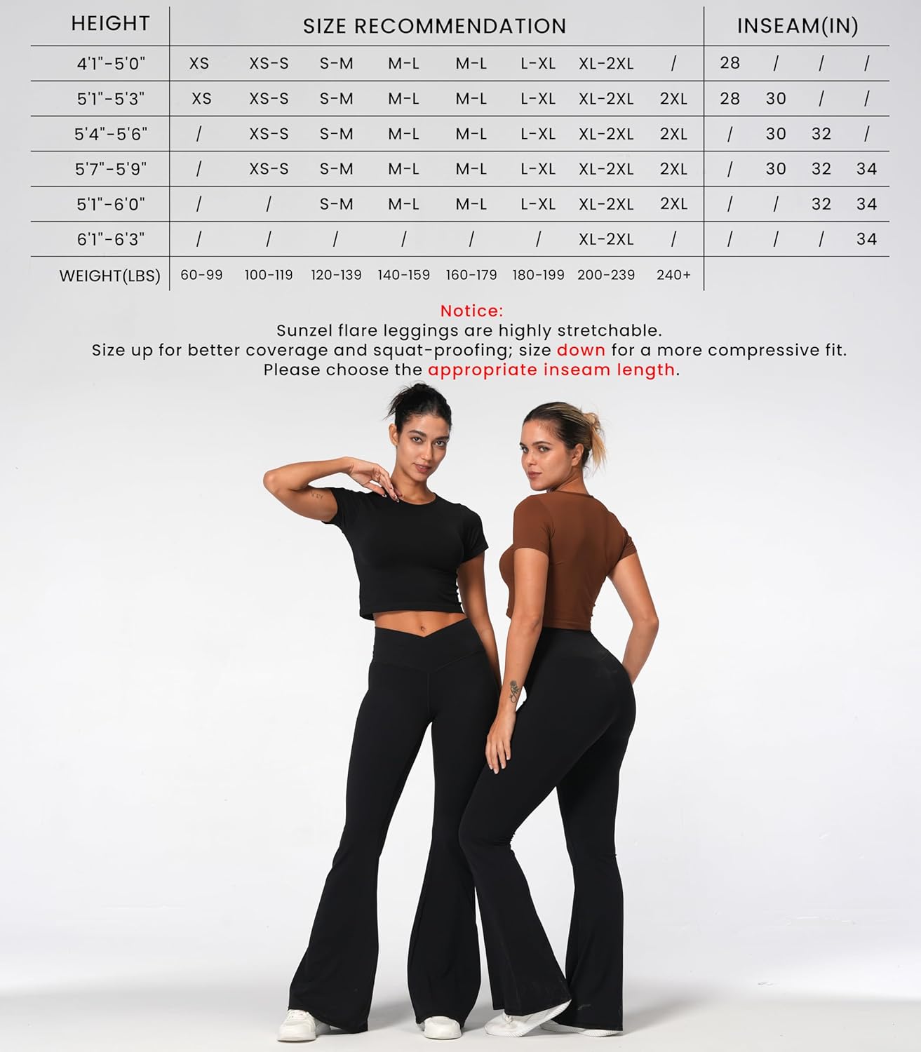 Sunzel Flare Leggings Crossover Yoga Pants Tummy Control High-Waisted Wide Leg