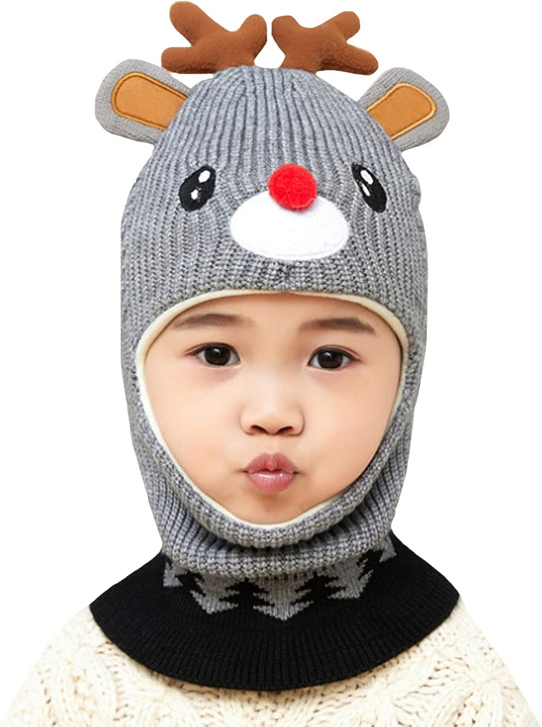Cute Reindeer Antlers Balaclava Soft Warm for Kids