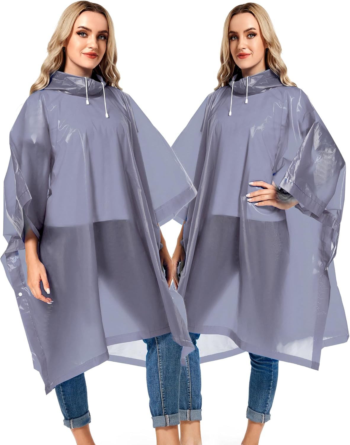 2Pack Reusable Heavy-Duty Rain Coats for Adults