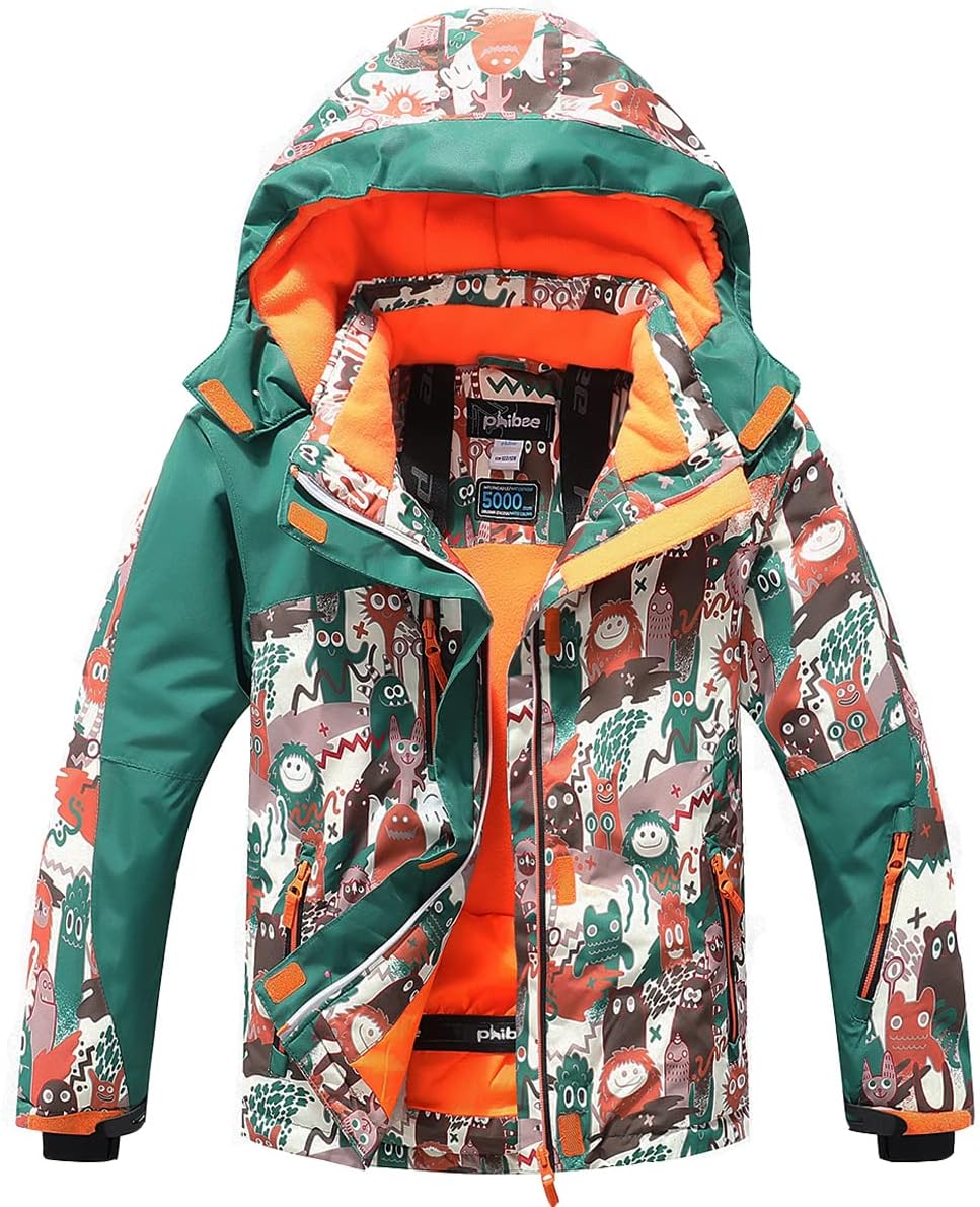 PHIBEE Big Boys Waterproof Breathable Snowboarding Jacket