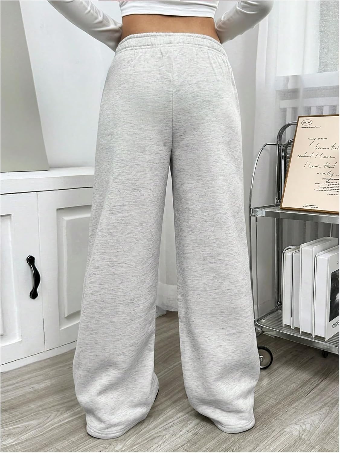 RoseSeek Wide Leg Thermal Joggers for Girls