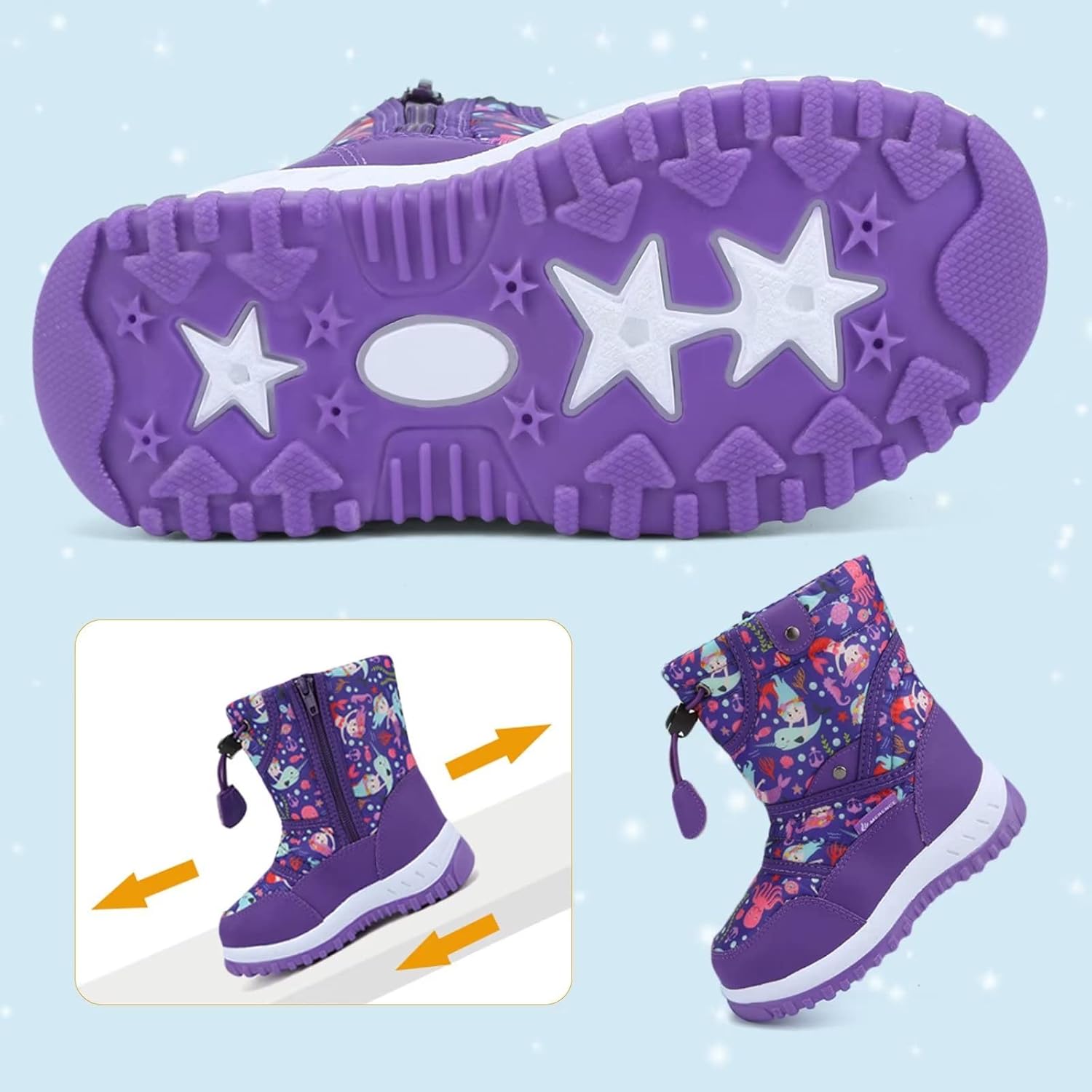 CIOR Winter Booty Boys Girls Outdoor Waterproof with Fur Lining