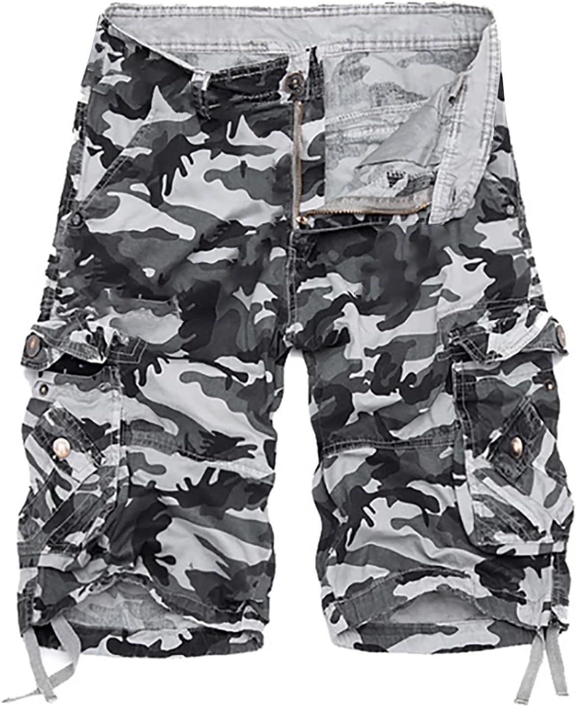 2024 Summer Mens Stretch Cotton Cargo Shorts in Camo Design Look
