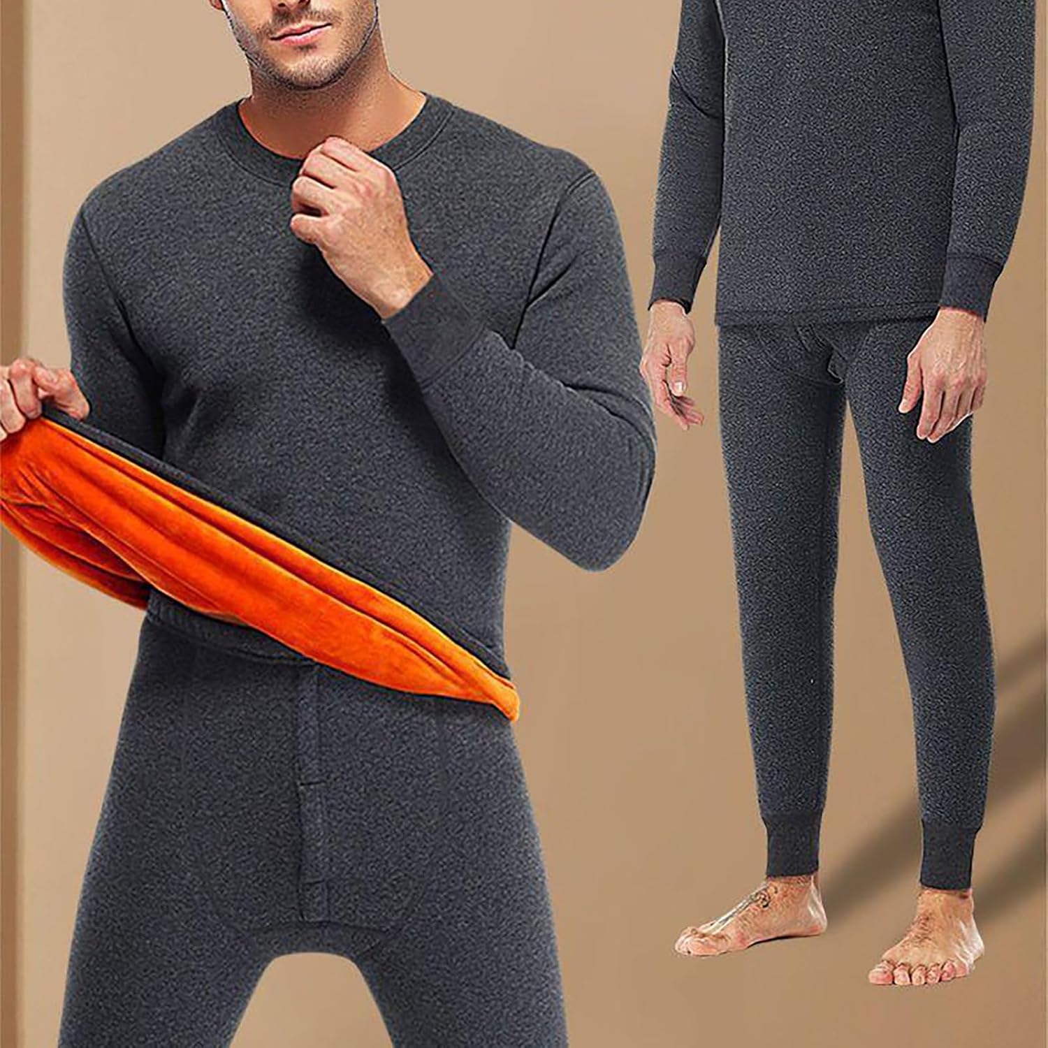 Mens Thermal Long Sleeve brush Pants for Hunting Underwear