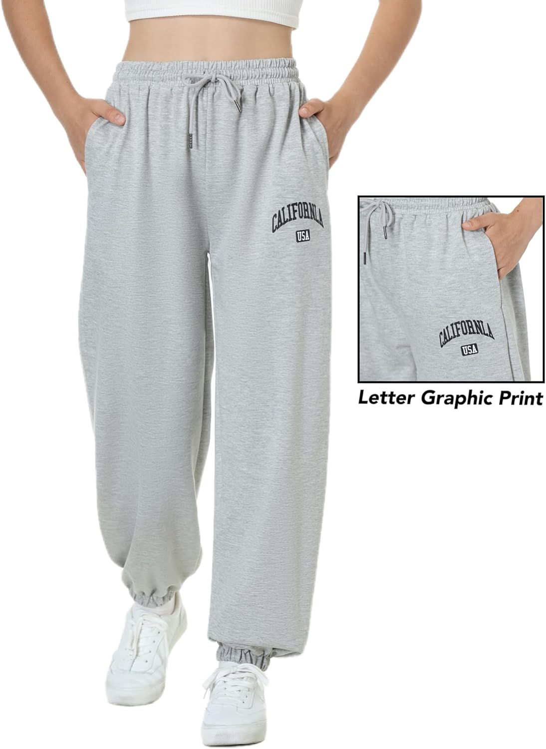 EXARUS 3 Pack Girls Letter Graphic Print Sweatpants with Pockets