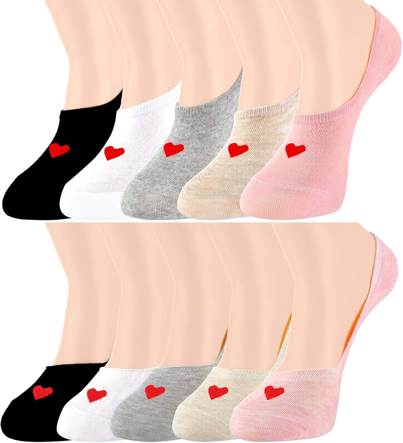 Geyoga 10 Pairs No Show Socks for Girls