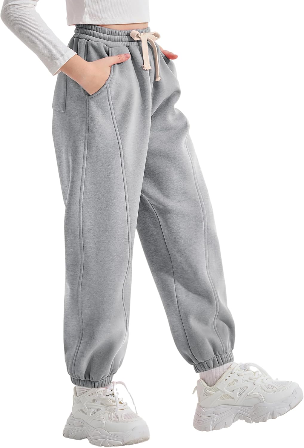 Rolanko Girls Fleece Sweatpants Baggy Jogger Pants
