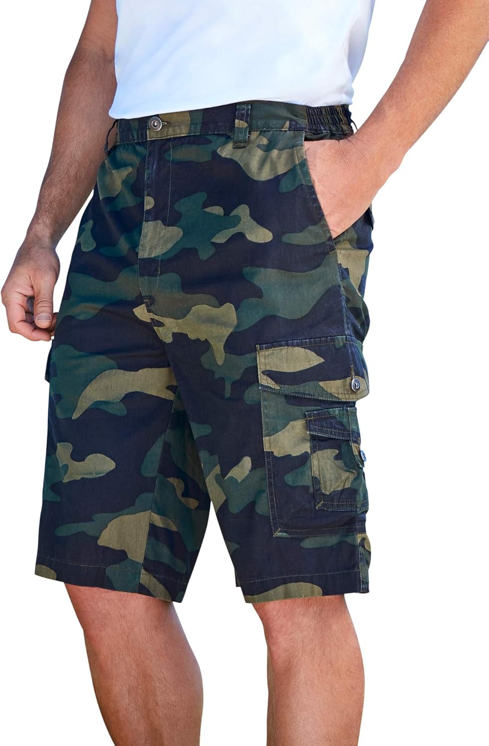 Big Tall 10 Side Elastic Cargo Shorts Mens