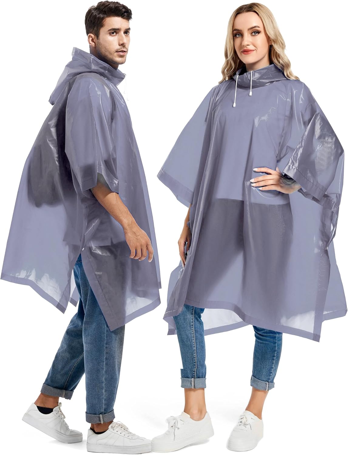 2Pack Reusable Heavy-Duty Rain Coats for Adults