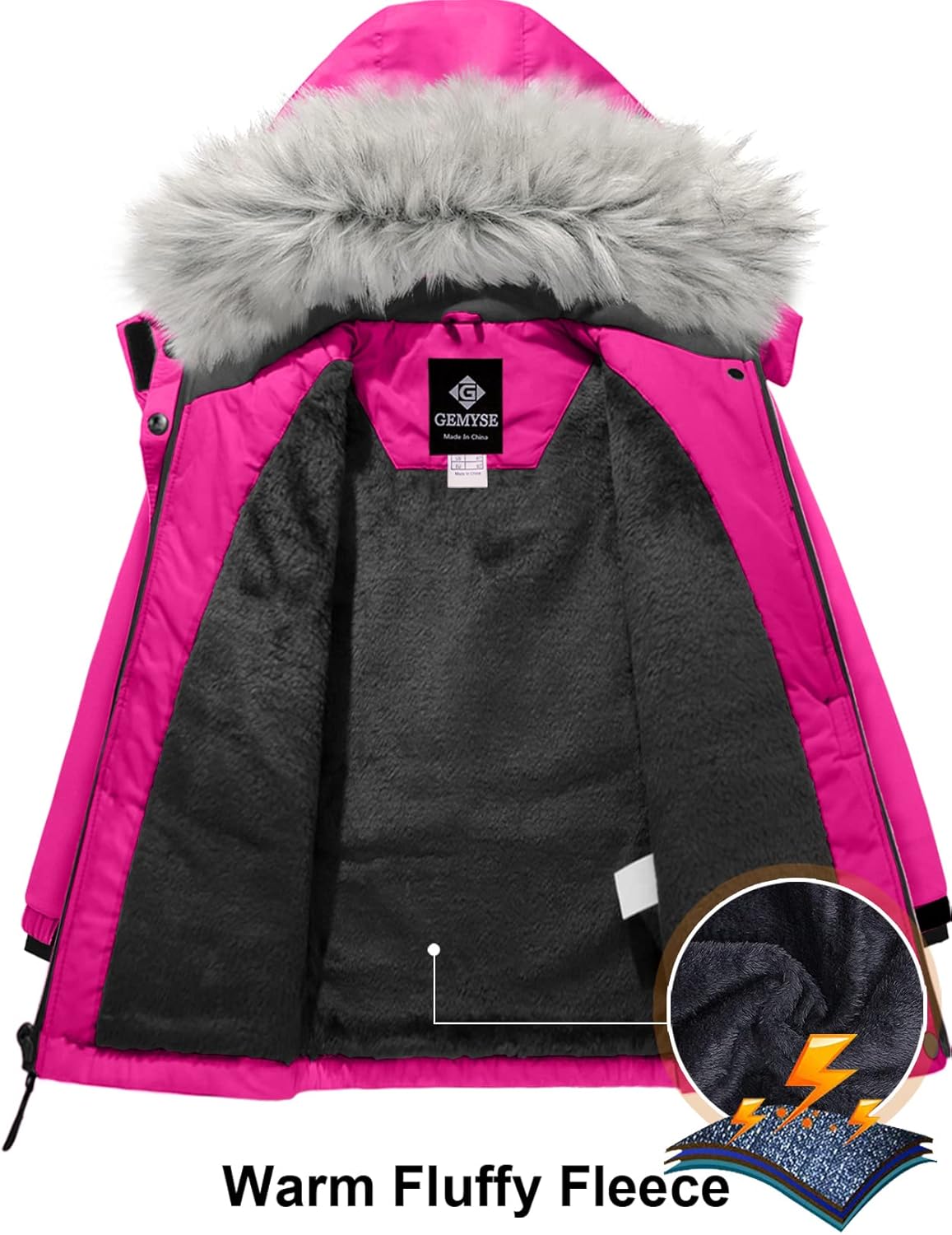 GEMYSE Girls Winter Waterproof Ski Jacket