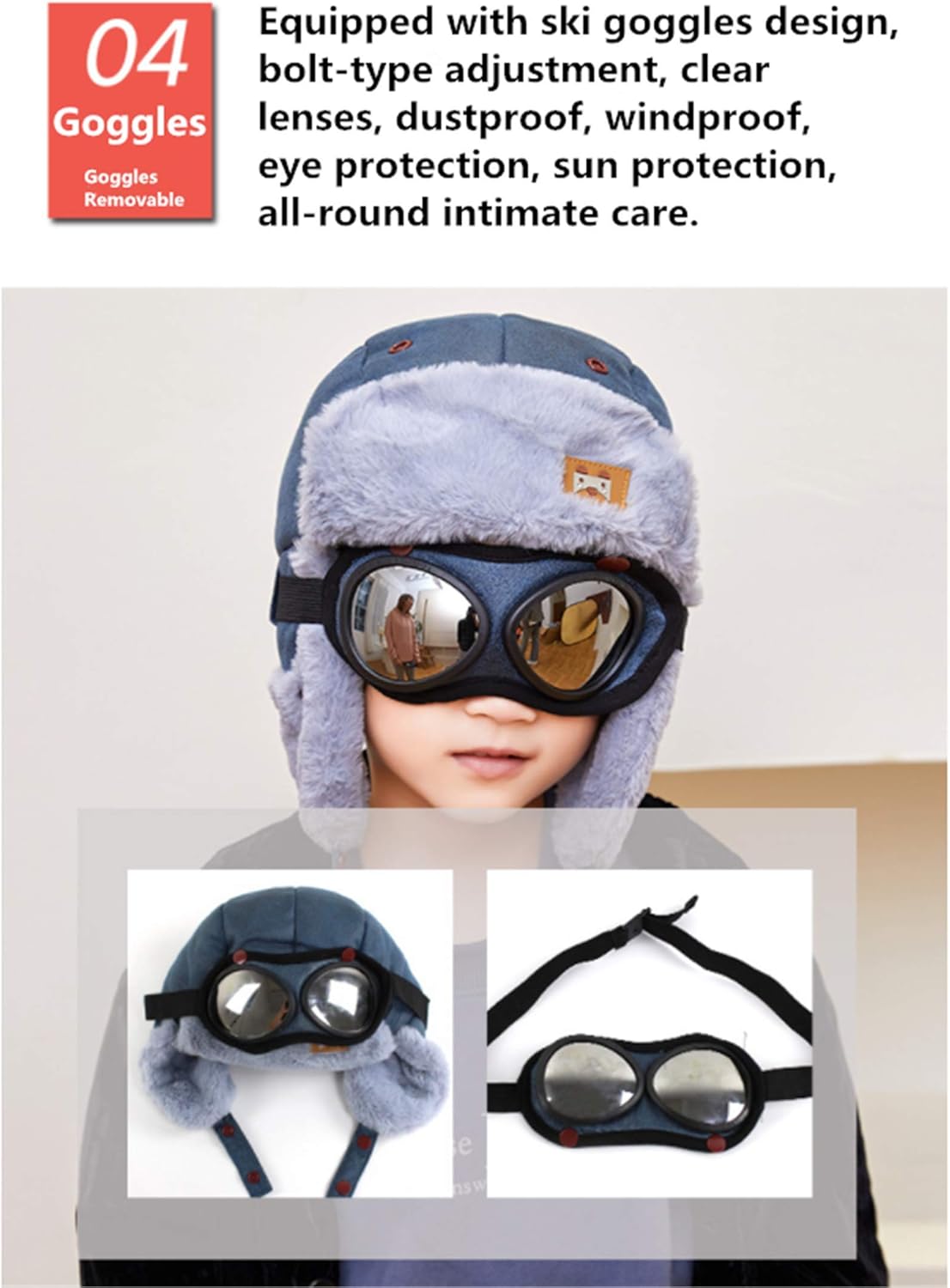 4-in-1 Hats with Masks Goggles for Kids