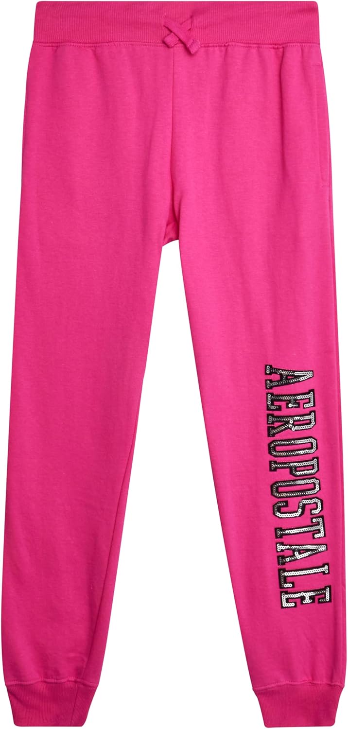 AEROPOSTALE Girls Fleece Joggers with Sparkling Sequins