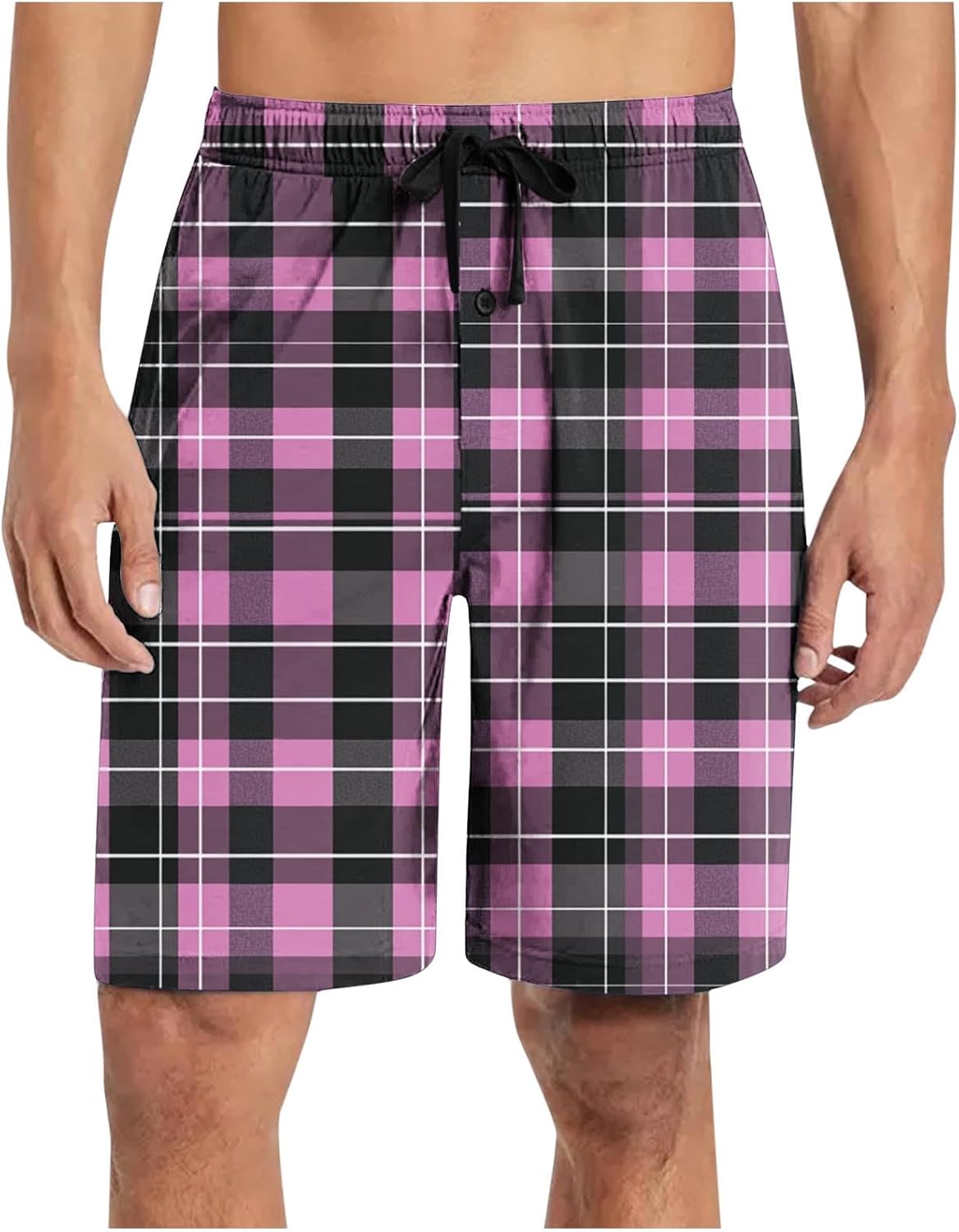 Mens Plaid Block Print Shorts