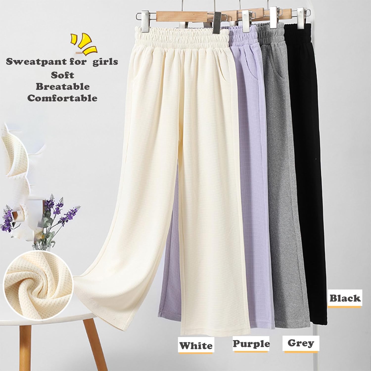 Thoughtful Kids Wide Leg Sweatpants Soft Stretchy for Day Night
