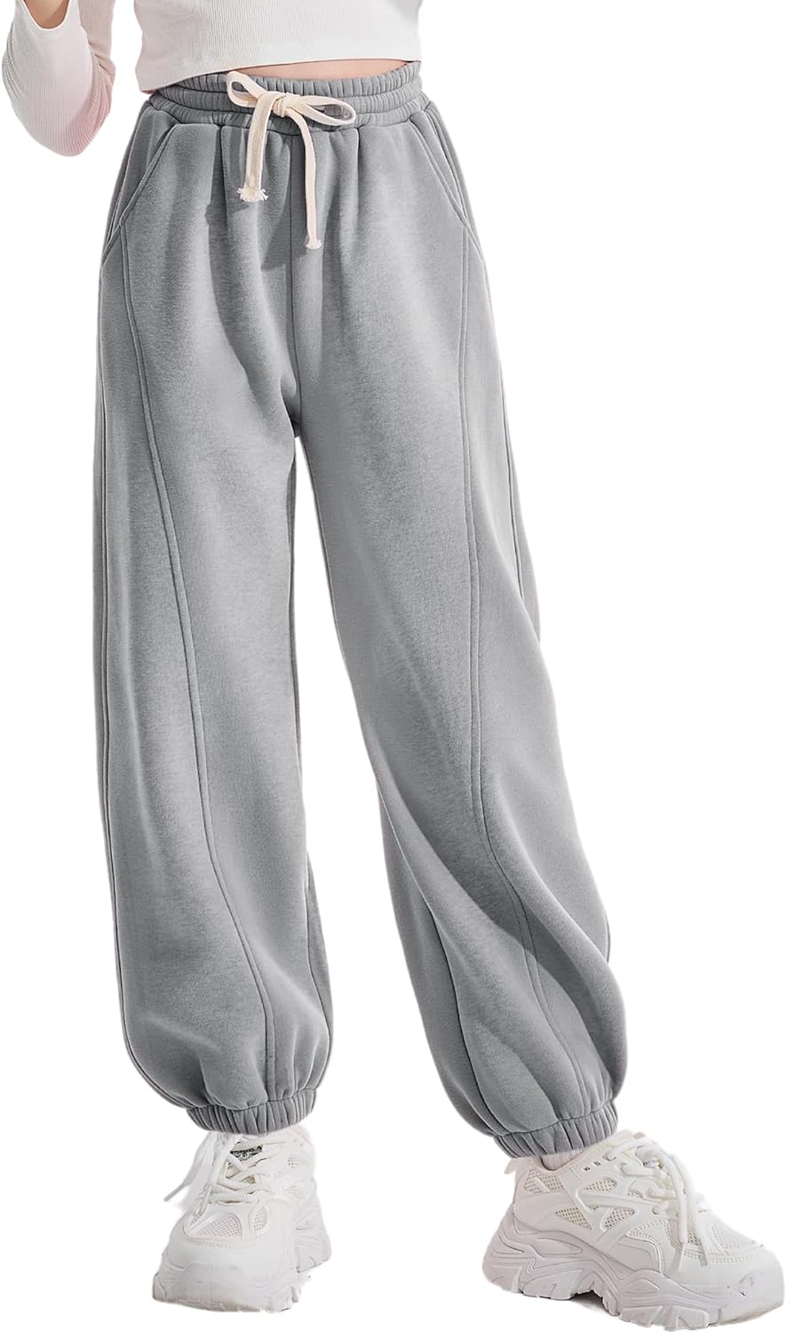 Rolanko Girls Fleece Sweatpants Baggy Jogger Pants
