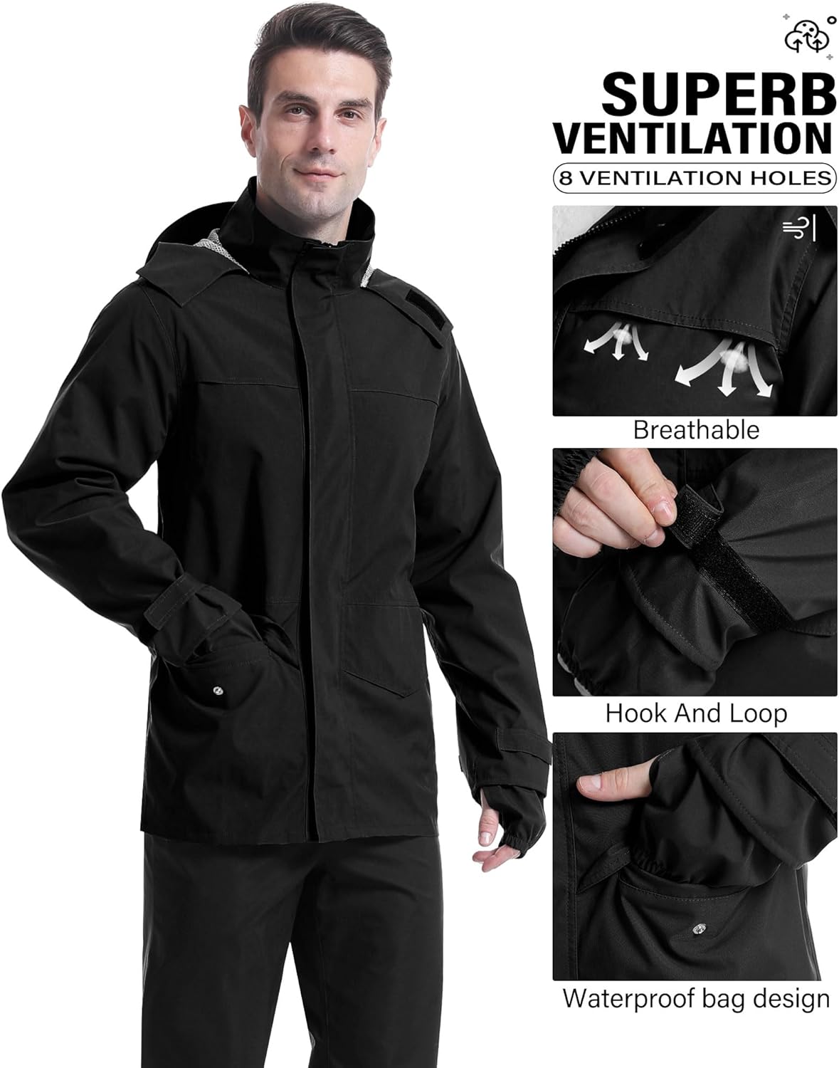 iCreek Eco-Friendly Waterproof jacket and pants 2 in 1 Set