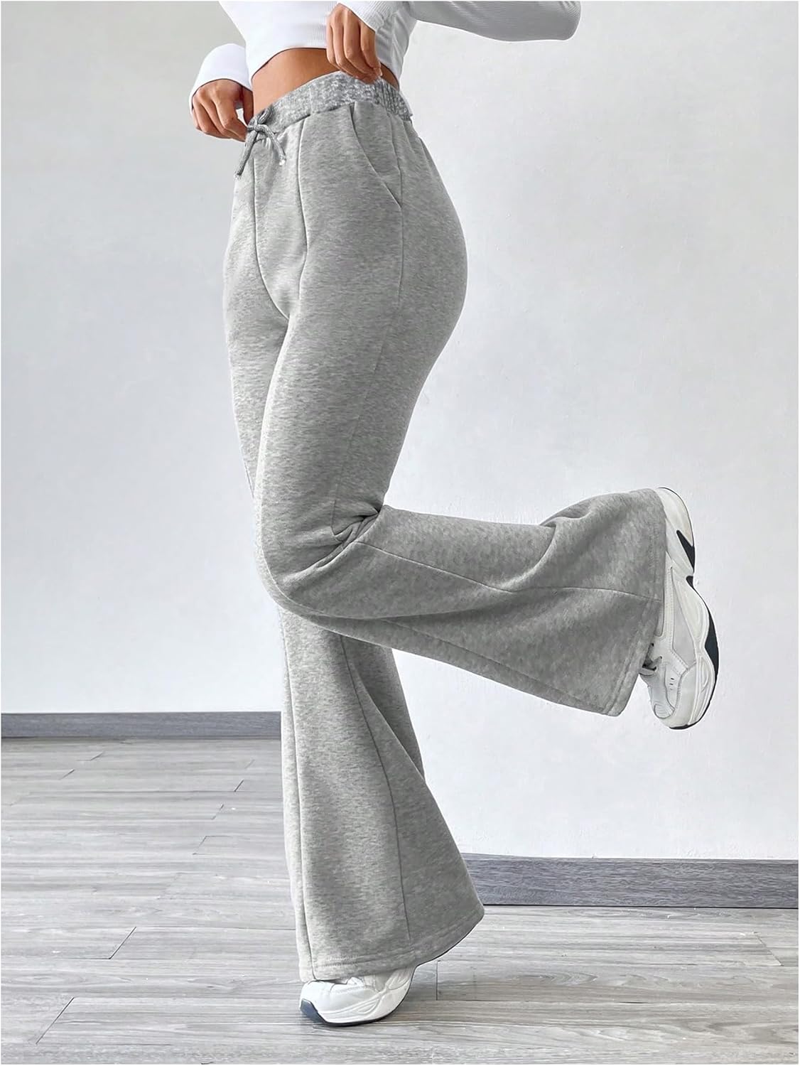 Thermal Drawstring Flare Pants for Girls