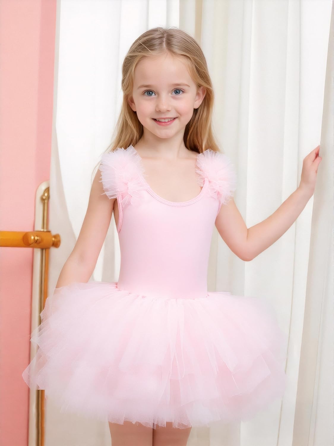 Fluffy Ballet Leotard for Toddlers Girls 1-7Y