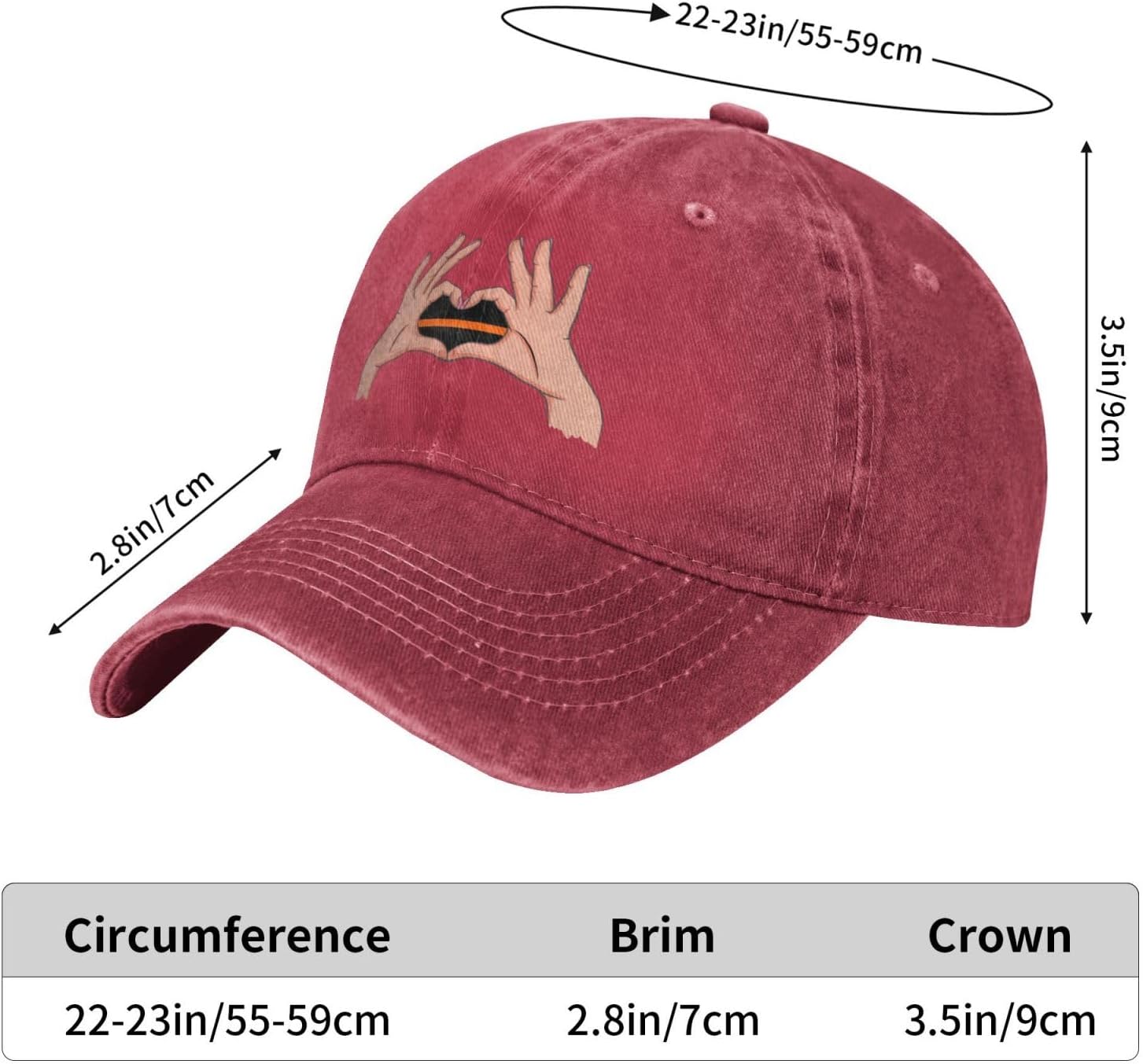 RTATBY HOLDING A HEART THIN ORANGE LINE Flag Baseball Cap