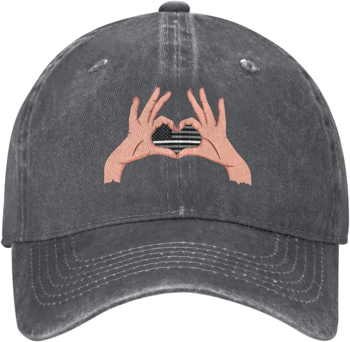 RTATBY Heart Themed United States Thin White Line Flag Baseball Cap