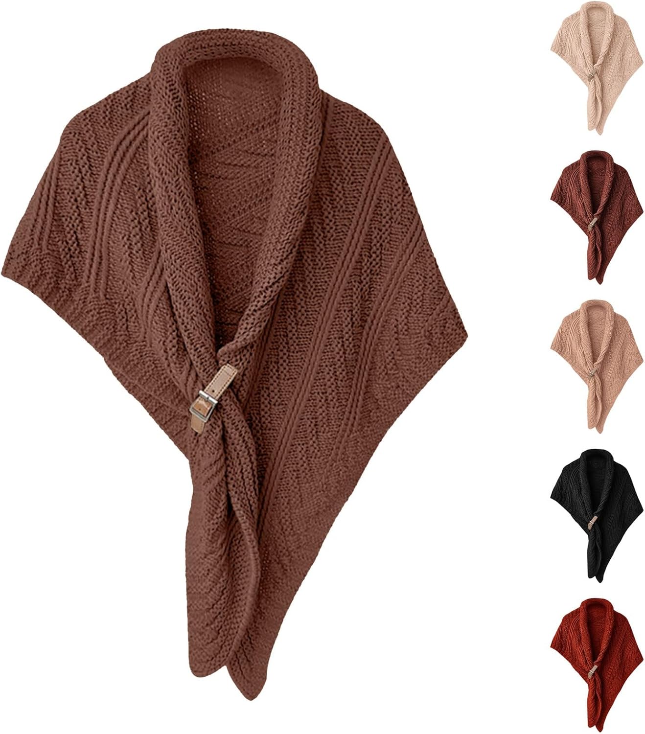 Knitted Shawl with Leather Buckle Womens Fashion Citizens AutumnWinter