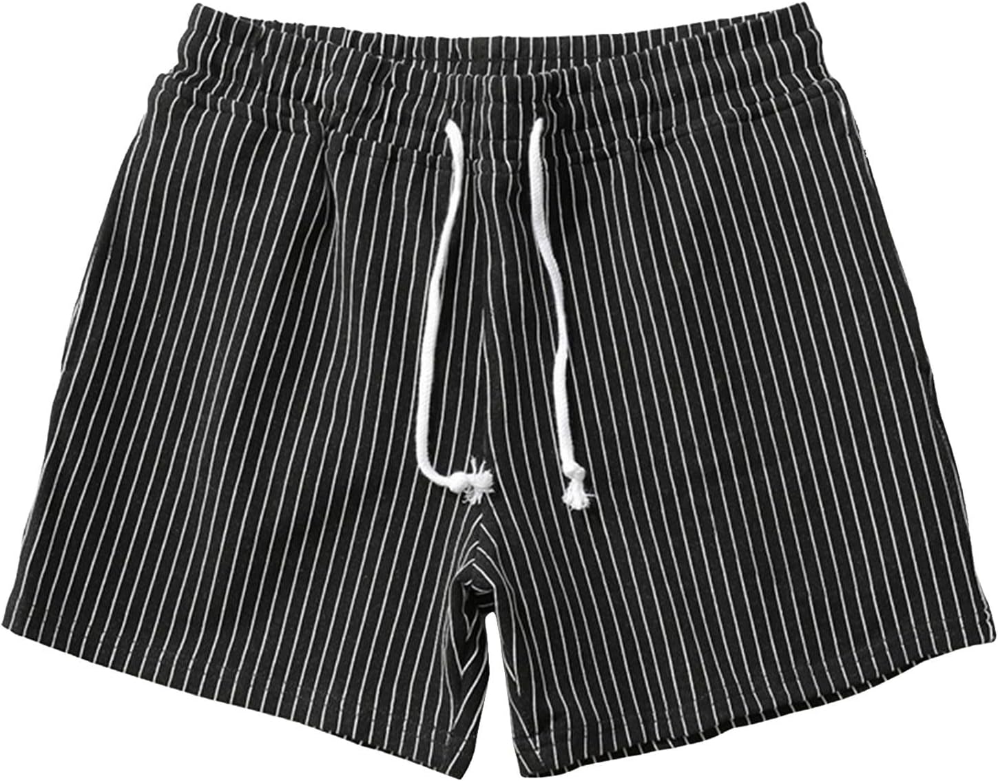 Mens Casual Stripe Elastic Waist Shorts