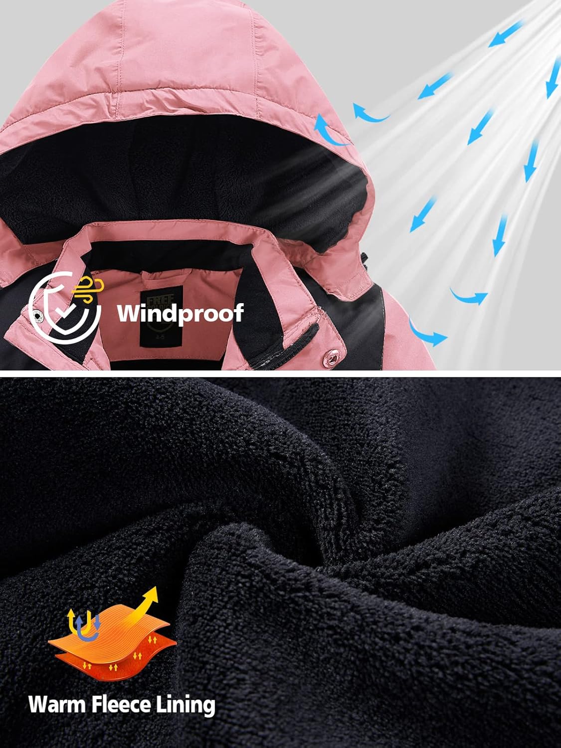FREE SOLDIER Boys Girls Waterproof Ski Jacket
