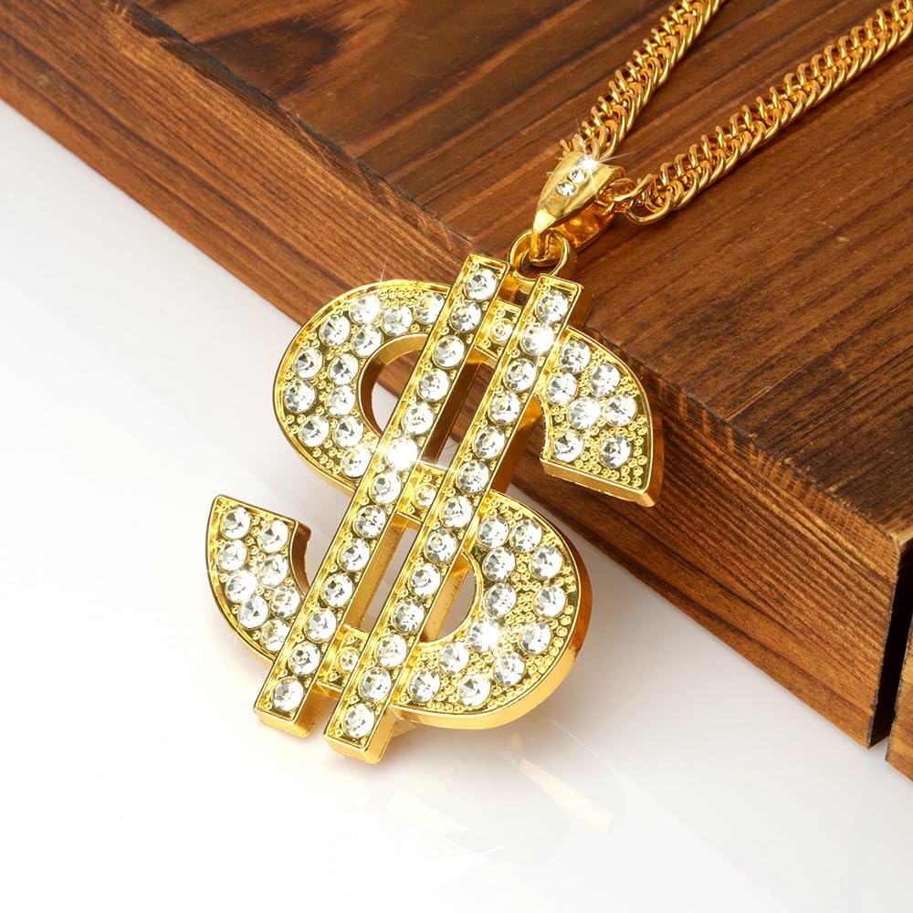 Perfect Gift for Hip Hop Lovers Fake Gold Dollar Sign Chain Necklace